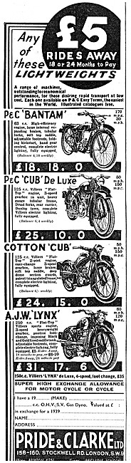 Pride & Clarke Motor Cycle Sales Cotton Cub 125 cc               