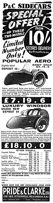 1939 Pride & Clarke Luxury Windsor Sidecar                       