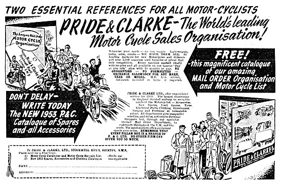 Pride & Clarke Motor Cycle Sales & Parts Stockists               