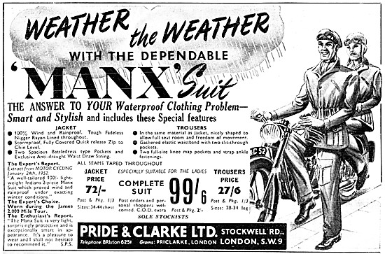 Pride & Clarke Motorcycle Clothing & Accessories 1952            
