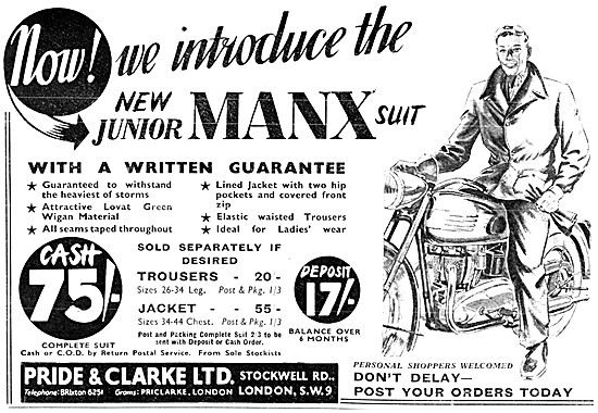 Pride & Clarke Manx Motor Cycle Suit                             