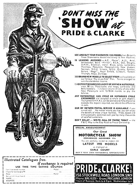Pride & Clarke Motor Cycle Sales & Parts Stockists               