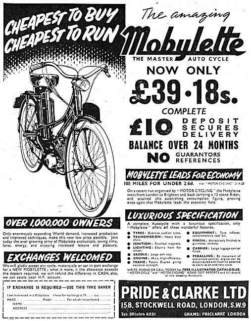 Pride & Clarke Mobylette Auto Cycle Sales                        