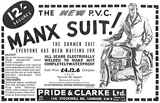 Pride & Clarke PVC Manx Motor Cycle Suit                         
