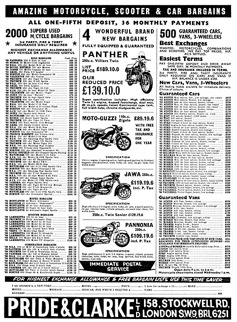 Pride & Clarke Motor Cycle Sales Pannonia 250 cc                 