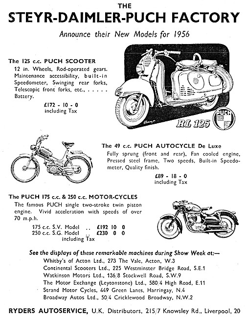 Puch RL 125 - Puch Autocycle - Puch 175 S.V. - Puch 250 S.G.     