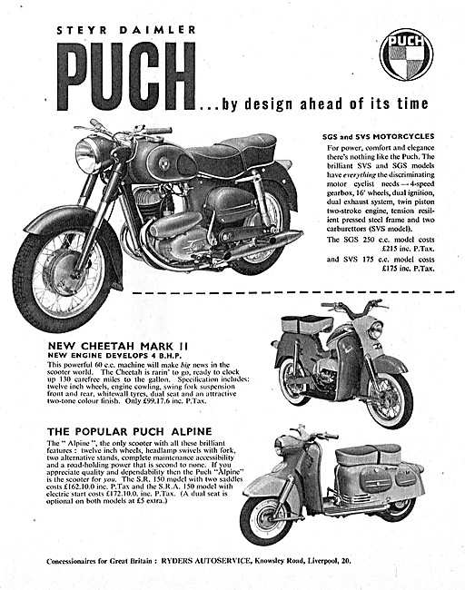 Puch SGS 250 cc  - Puch SVS 175 cc - Puch  Cheetah - Puch Alpine 