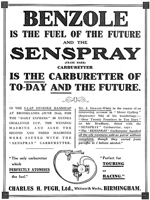 Pugh Senspray Carburetters For Benzole Users                     