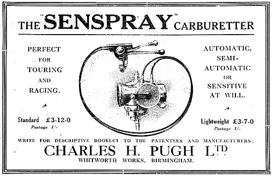 The Senspray Carburetter 1921 Advertisement                      