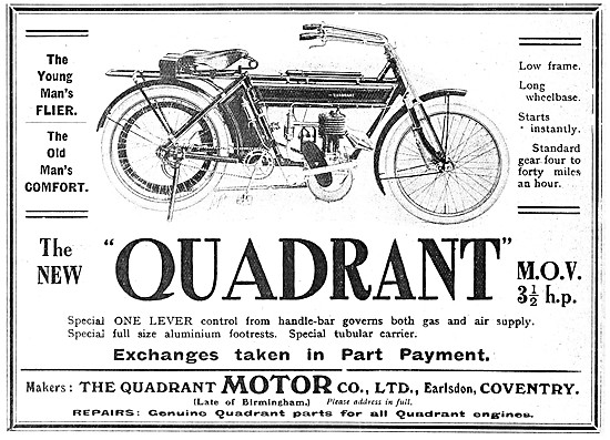 1908 Quadrant MOV 3.5 hp Motor Cycle                             