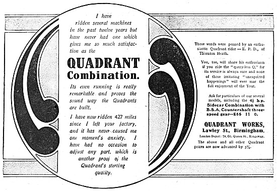 Quadrant 4.5 hp  Motor Cycle Combination                         