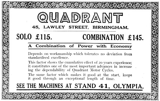 Quadrant Motor Cycles 1920                                       