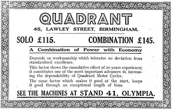 1920 Quadrant Motor Cycles                                       