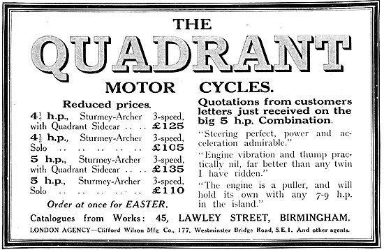 1921 Quadrant Motor Cycles                                       