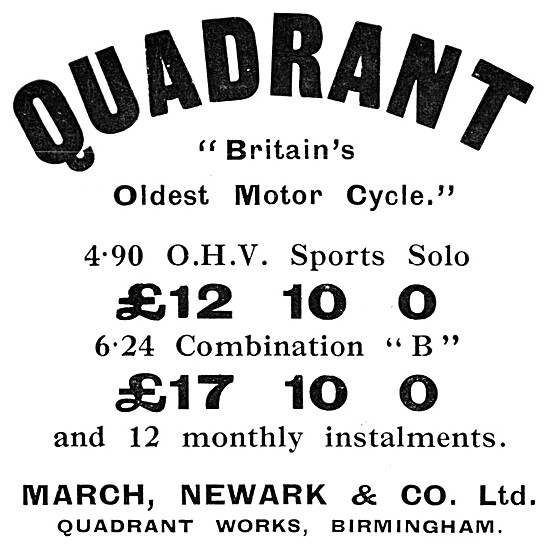 1925 Quadrant 4.9hp Sports Solo Motor Cycle - Quadrant Model B   