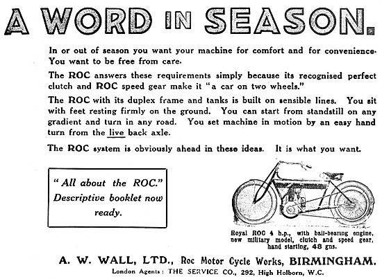 Royal ROC 4 hp Motor Cycle 1908                                  