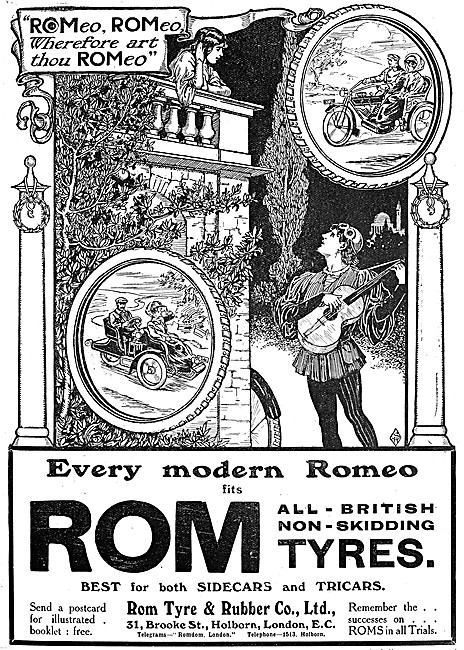 ROM Tyres 1909 Advert                                            