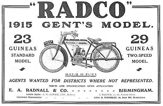 1914 Radco Gents Model Motor Cycle                               