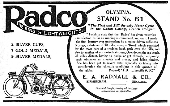 Radco Motor Cycles - Radco Lighweight Motor Cycles 1902 Advert   