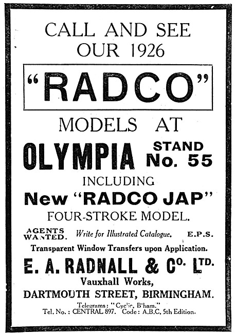 1925 Radco-JAP Motor Cycle                                       