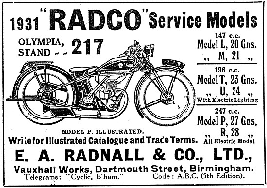 1930 Radco Model L Service Model - Radco Model P 247 cc          