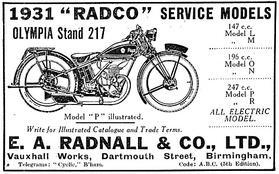 Radco Service Models 1930 Advert                                 