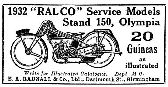 Radco Service Models Motor Cycles                                