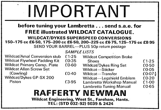 Rafferty Newwman Motor Scooter Custom Parts                      