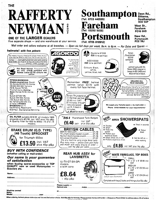 Rafferty Newwman Motor Cycle Parts & Accessories                 