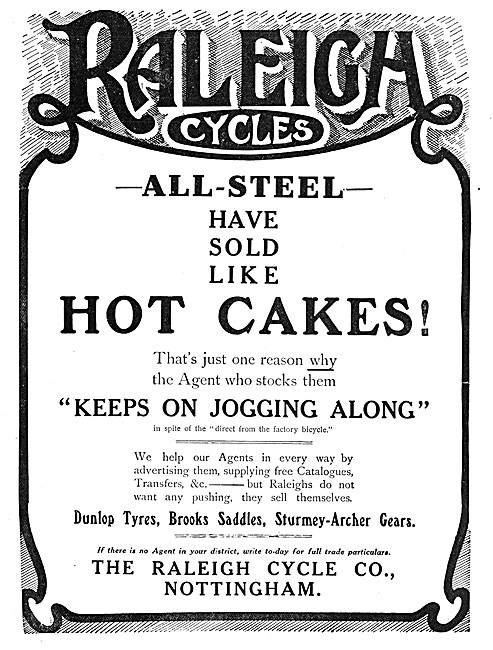Raleigh Bicycles & Motor Cycles 1909 Advert                      