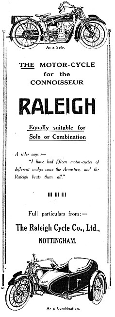 1921 Raleigh Motor Cycles                                        