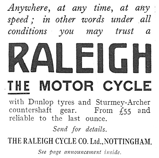 1920s Raleigh Motor Cycles                                       