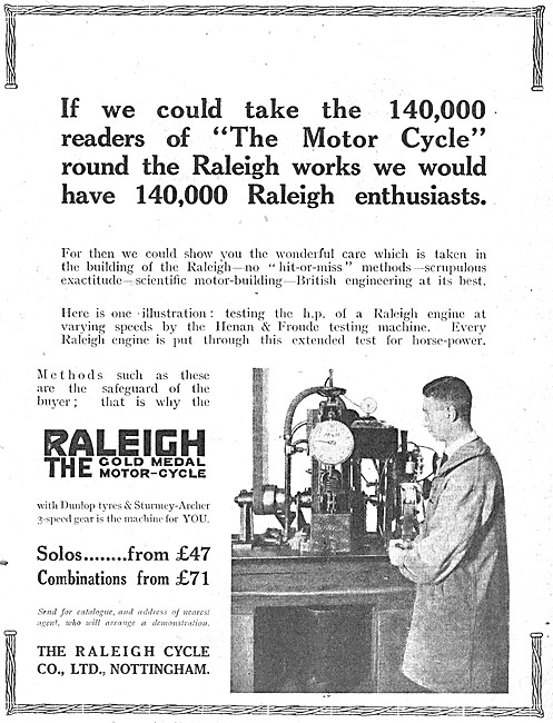 1920s Raleigh Motor Cycles                                       
