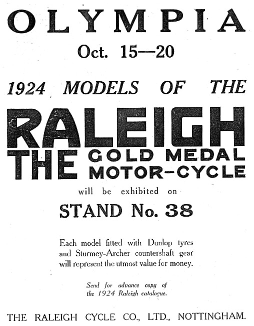 1920s Raleigh Motorcycles Advert                                 