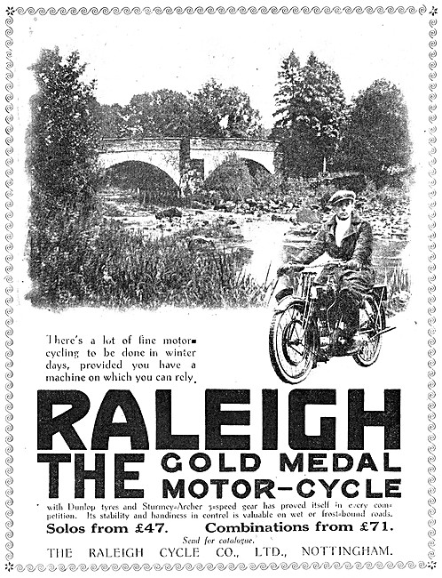 1923 Raleigh Motor Cycles & Combinations                         