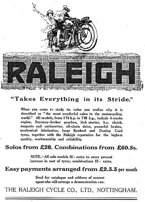 Raleigh Motor Cycles 1926                                        