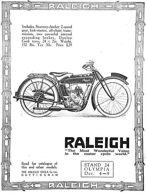 1926 Raleigh Motor Cycle                                         