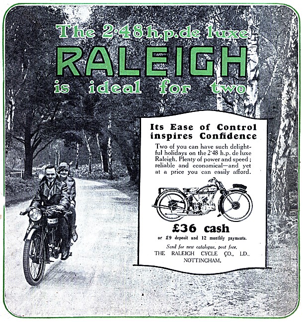 1929 Raleigh 2.48 hp De Luxe Motor Cycle                         