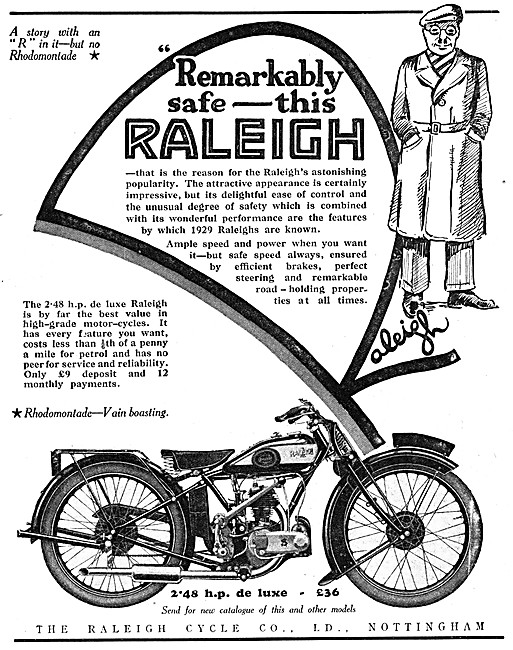 1929 Raleigh 2.48 hp De Luxe Motor Cycle                         