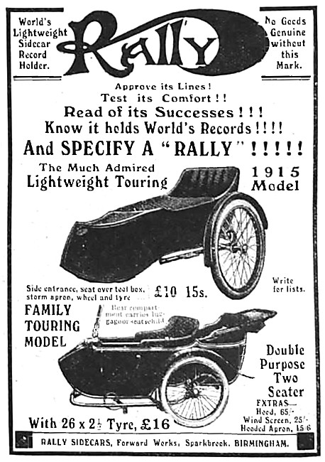 1915 Rally Lightweight Touring Sidecar Advert                    