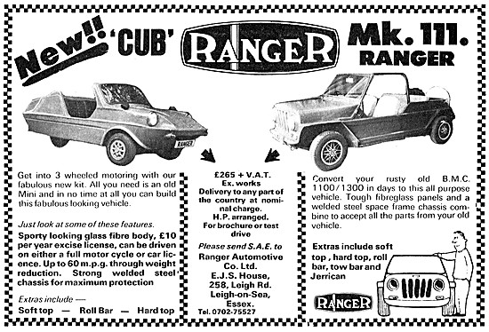 1974 Ranger Kit Cars - Ranger Three Wheeler Kit cars             