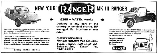 Ranger Cub 3 Wheeler - Mk III Ranger Kit Car                     