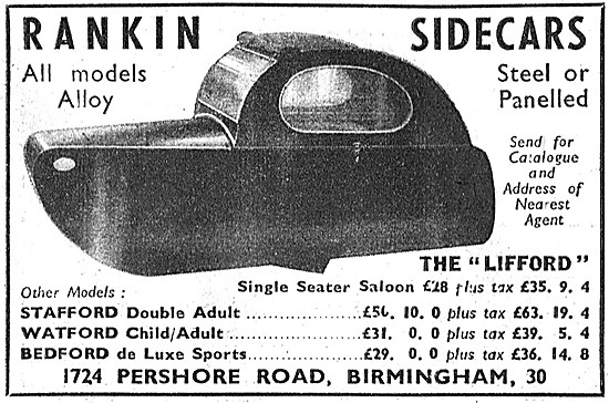 The 1953 Rankin Sidecar Model Range                              