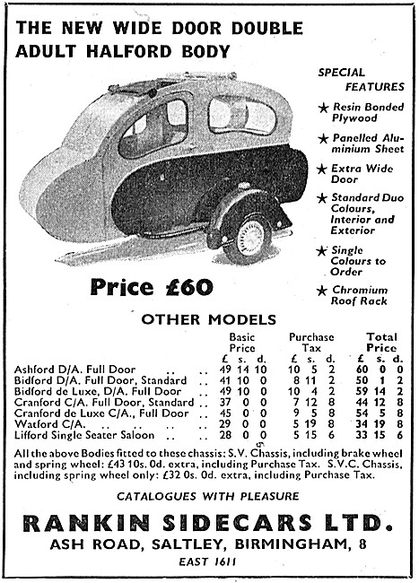 1960 Rankin Sidecars - Rankin Halford Sidecar                    