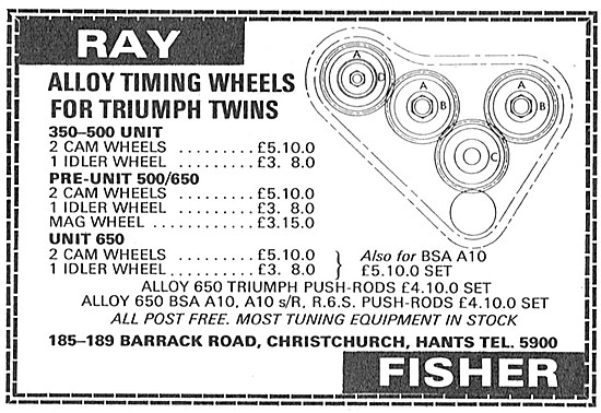 Ray Fisher Alloy Timing Wheels For Triumph Twins                 