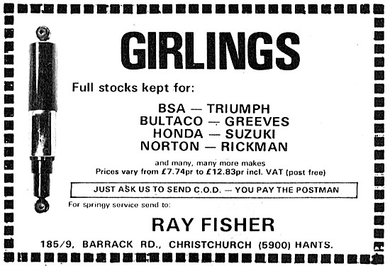 Ray Fisher Girling Shock Absorbers                               