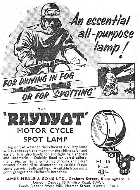 Raydyot HL.15 Motor Cycle Spot Lamp 1957                         