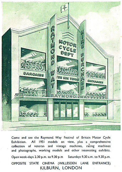 Raymond Way Motors. Motor Cycle Sales & Parts Service 1951       