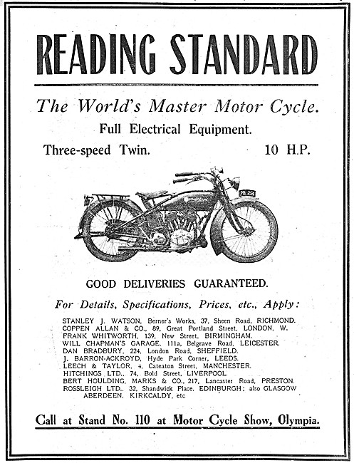 1919 10 hp Reading Standard Motor Cycles                         
