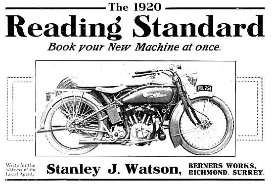 Reading Standard Motor Cycles 1920 Advert                        